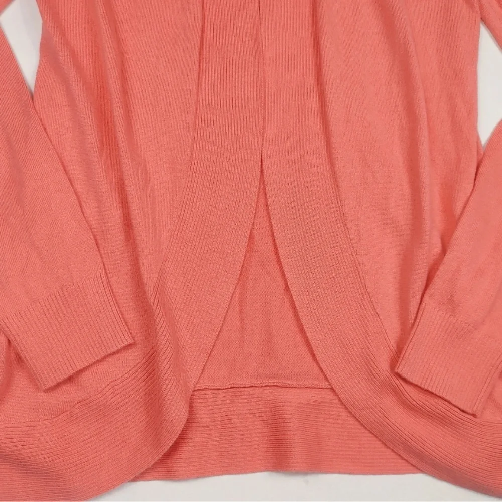 LOFT Coral Orange Draped Open Front Cardigan Sz L